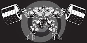Illustration: bodybuilder with a barbell
