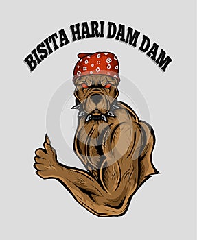 Illustration bodybuilder dog