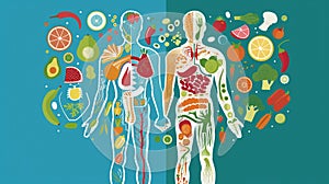 Illustration of the bodys energy systems and how different foods fuel each system