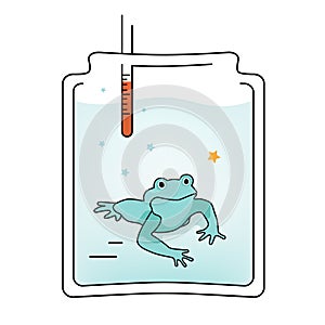 Illustration Boiling Frog in a glass jar effect