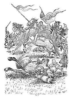 Illustration from the book Bohdan Khmelnytskyi, M. Starytskyi. CIRCA 1648: Battle of Polyavtsy September 11-13, 1648