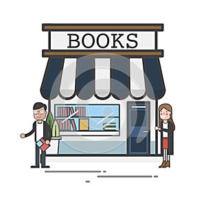 Illustration of books store abstract