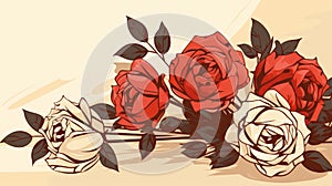 Illustration of a bouquet of roses on a pastel background