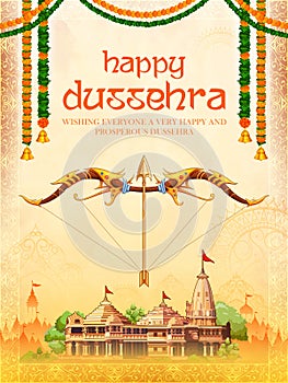 Bow and Arrow of Rama in festival of India background for Dussehra photo