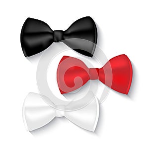 Illustration of bow ties, white, black and red