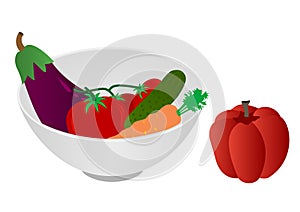 Illustration of a bowl with vegetables