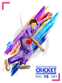 Bowler bowling in cricket championship sports