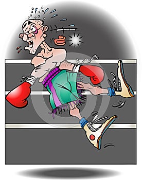 A illustration of a boxer knocked out