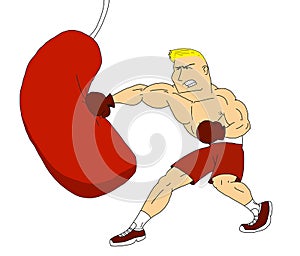 Illustration of a boxer punching a punching bag