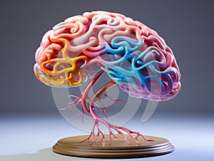 illustration of brain shape with gyri highlighted in different colors. mind and emotions in balance