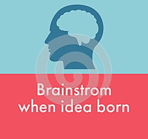 Illustration Brainstrom when idea born with icon. photo