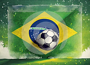 Illustration of a Brasil flag with the soccer ball