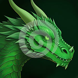 An illustration of a bright green dragon, a Chinese calendar.