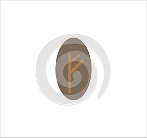 Illustration of a brown Fehu symbol isolated on a white background