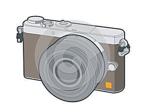 Illustration of a brown Panasonic lumix GM1 mirrorless camera