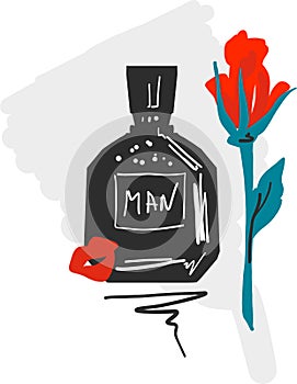 Illustration of brutal bottle of perfume for man