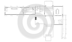 Illustration of building design in wireframe