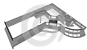 Illustration of building design in wireframe