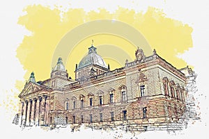 Illustration of a building in Leipzig