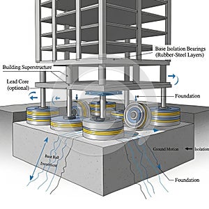 Structure utilizing base isolation technology. The structure