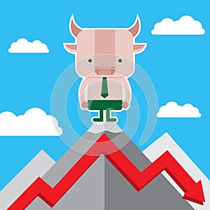 Illustration of bull symbol of stock market trend.