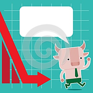 Illustration of bull symbol of stock market trend.