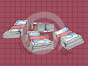 Illustration on bundles of money