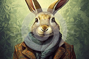 illustration bunny easter scarf co wearing mythologie rabbit half man half creature Hybrids Mammalian Surreal