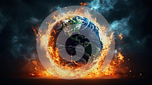 illustration of burning planet earth