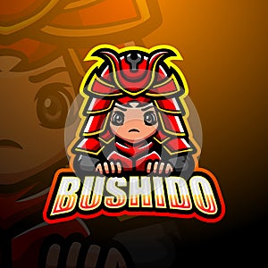 Bushido mascot esport logo design photo