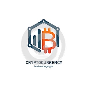 Illustration of business logotype cryptocurrency.