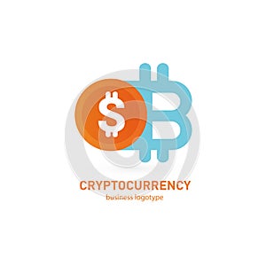 Illustration of business logotype cryptocurrency.