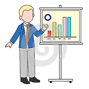 Illustration of Businessman doing Presentation with graphic charts
