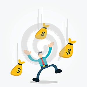 Illustration of businessman happy earning money