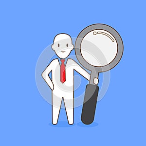 Illustration of Businessman with Magnifying Glass