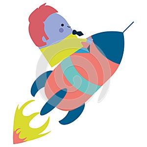 Illustration of a businessman on a rocket - business and working design