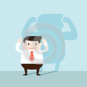 Illustration of businessman and strong shadow on the wall