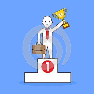 Illustration Of Businessman On Top Podium photo