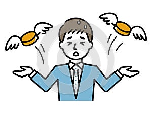 Illustration of a businessman who lost money