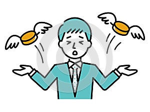 Illustration of a businessman who lost money