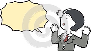 Illustration of a Businessman who responds sideways with Speech Balloon set