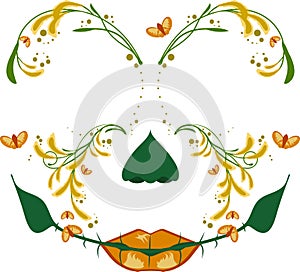 Illustration Butterfly Floral Face Mask Design