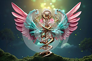 Illustration of the Caduceus a classical symbol of medicine and healthcare