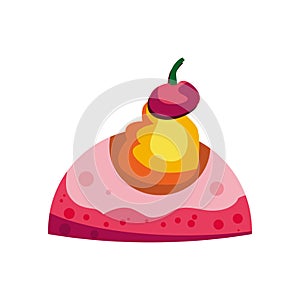 illustration of cake design with the addition of lychees on top