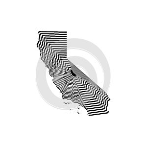 illustration of California State map with black and white lines