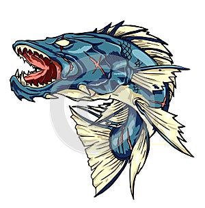 BLUE MONSTER FISH WITH WHITE BACKGROUND