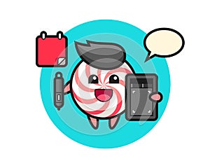 Illustration of candy mascot as a graphic designer