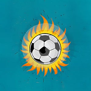 Illustration capturing the intensity of a soccer ball on fire