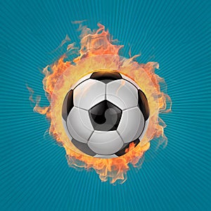 Illustration capturing the intensity of a soccer ball on fire