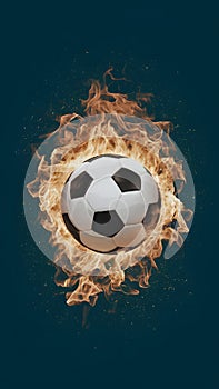 Illustration capturing the intensity of a soccer ball on fire